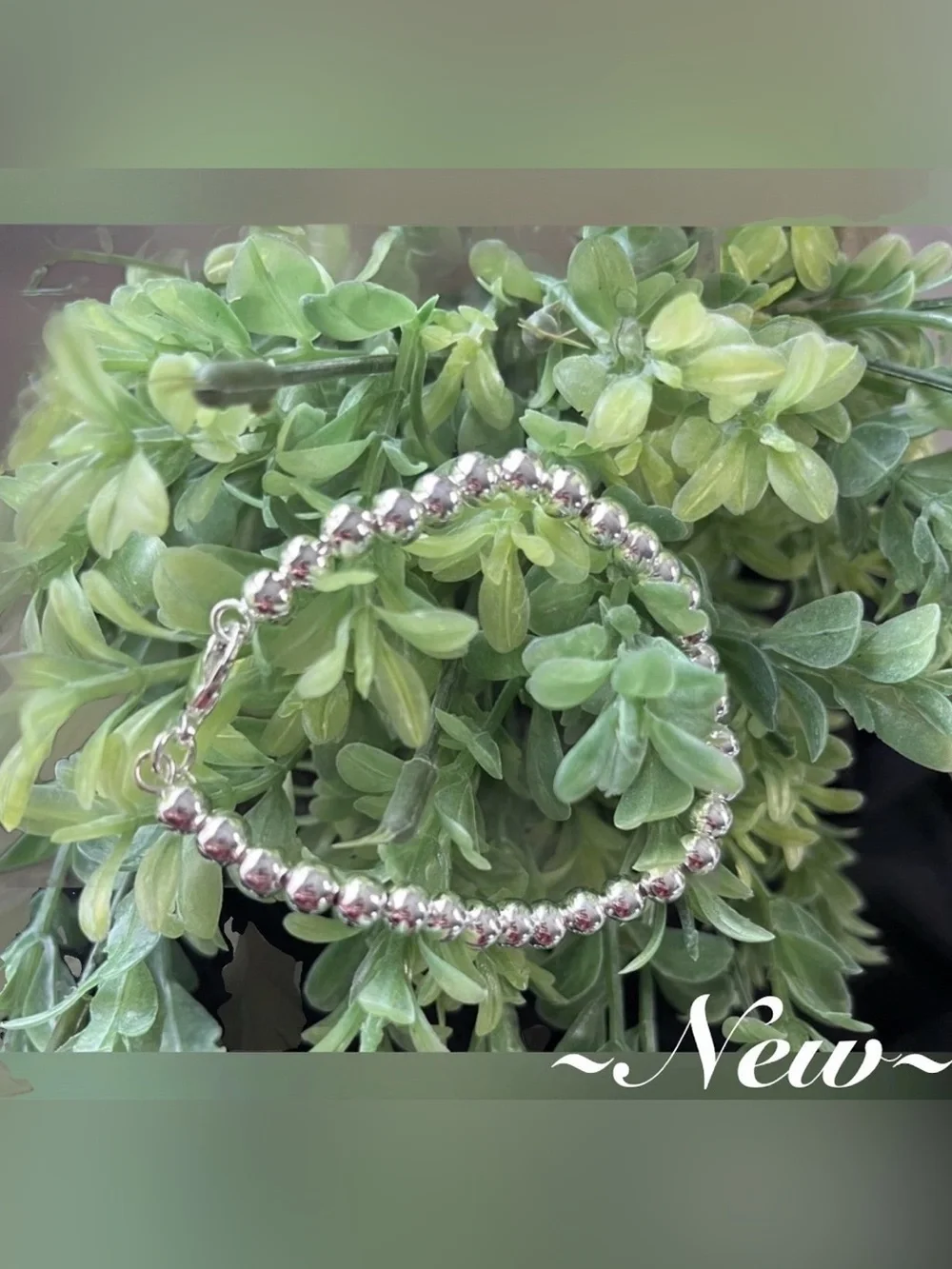 Sterling Silver 925~6MM Beaded Highly Polished~ 8inch Bracelet 🍃🆕🍃